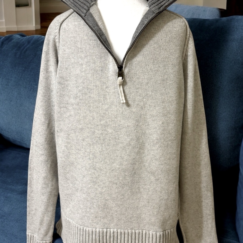 American Eagle Outfitters Gray Quarter-Zip Sweater Sz Medium